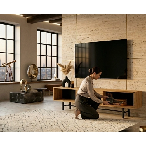 Szafka RTV-68 Drewno Lite Dąb Loft Lakier Rozmiary od 100 cm do 200 cm PREMIUM