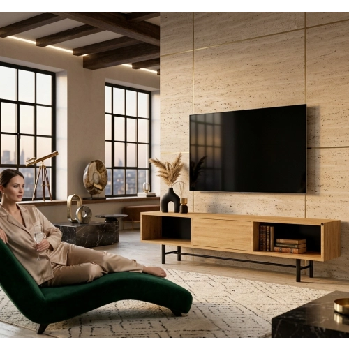 Szafka RTV-68 Drewno Lite Dąb Loft Lakier Rozmiary od 100 cm do 200 cm PREMIUM