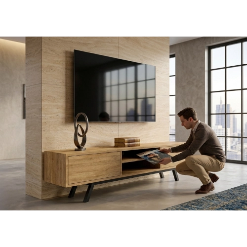 Szafka RTV-30 Drewno Lite Dąb Loft Lakier Rozmiary od 100 cm do 200 cm PREMIUM