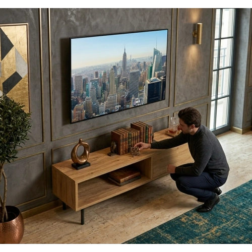 Szafka RTV-83 Drewno Lite Dąb Loft Lakier Rozmiary od 100 cm do 200 cm PREMIUM