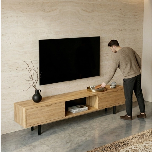 Szafka RTV-26 Drewno Lite Dąb Loft Lakier Rozmiary od 100 cm do 200 cm PREMIUM