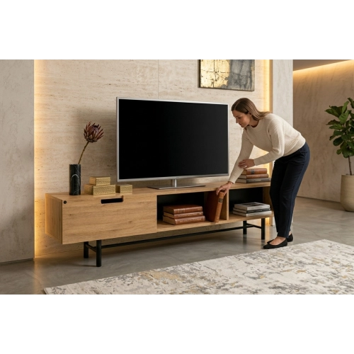 Szafka RTV-51 Drewno Lite Dąb Loft Lakier Rozmiary od 100 cm do 200 cm PREMIUM