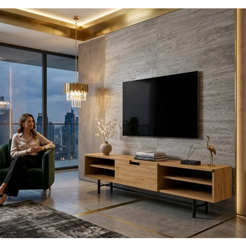 Szafka RTV-67 Drewno Lite Dąb Loft Lakier Rozmiary od 100 cm do 200 cm PREMIUM