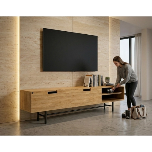 Szafka RTV-60 Drewno Lite Dąb Loft Lakier Rozmiary od 100 cm do 200 cm PREMIUM