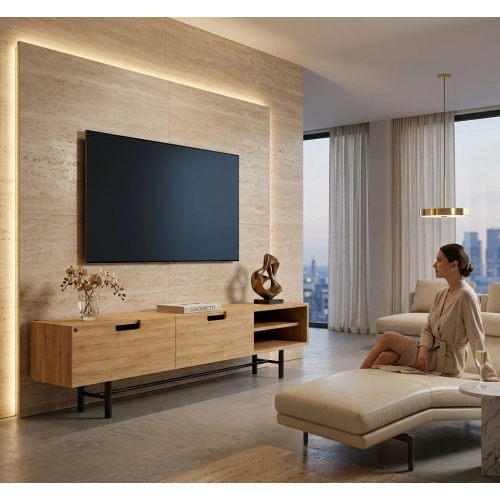 Szafka RTV-60 Drewno Lite Dąb Loft Lakier Rozmiary od 100 cm do 200 cm PREMIUM