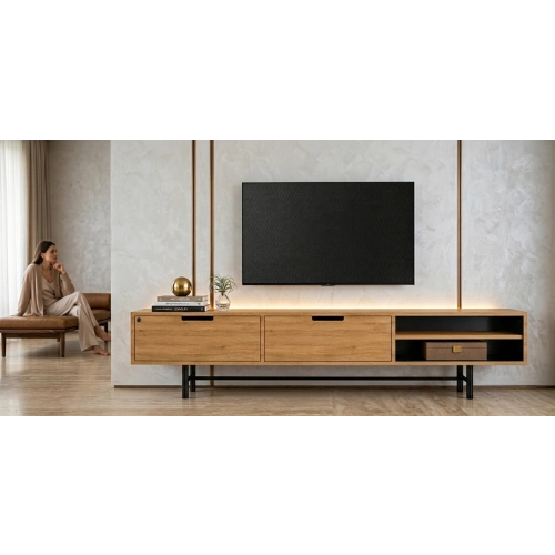 Szafka RTV-59 Drewno Lite Dąb Loft Lakier Rozmiary od 100 cm do 200 cm PREMIUM