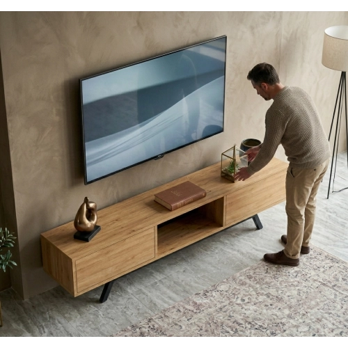 Szafka RTV-37 Drewno Lite Dąb Loft Lakier Rozmiary od 100 cm do 200 cm PREMIUM