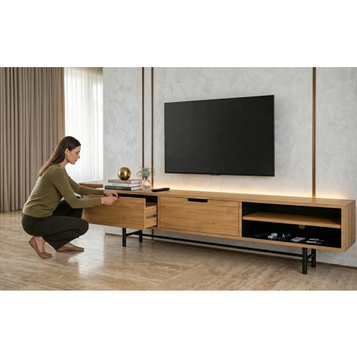 Szafka RTV-59 Drewno Lite Dąb Loft Lakier Rozmiary od 100 cm do 200 cm PREMIUM