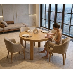 Stół ST-111A  okrągły rozładany dębowy