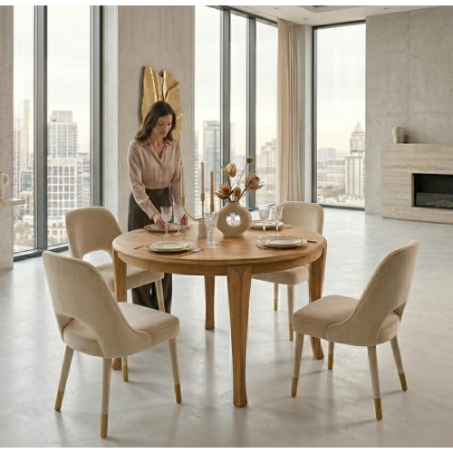 Stół ST-110A  okrągły rozkładany dębowy