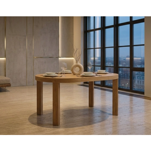 Stół ST-111A  okrągły rozładany dębowy