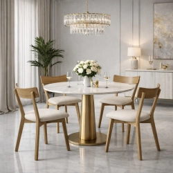 PRODUCENT Krzesło Dębowe KR-202 Tkanina Kolor Beżowy Cappuccino