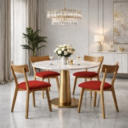 PRODUCENT Krzesło Dębowe KR-202 Tkanina kolor Czerwony