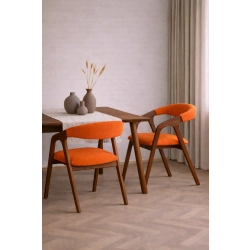 PRODUCENT Krzesło Dębowe KR-201 Kolor Tkaniny Pomarańczowy Kolor Drewna Orzech