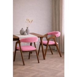 PRODUCENT Krzesło Dębowe KR-201 Kolor Tkaniny Pudrowy Róż Kolor Drewna Orzech