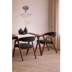 PRODUCENT Krzesło Dębowe KR-201 Kolor Tkaniny Grafitowy Kolor Drewna Orzech