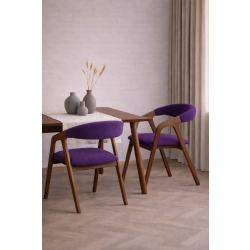 PRODUCENT Krzesło Dębowe KR-201 Kolor Tkaniny Fioletowy Kolor Drewna Orzech