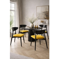 Krzesło KR-17 Kolor Żółty Kolor Drewna Czarny