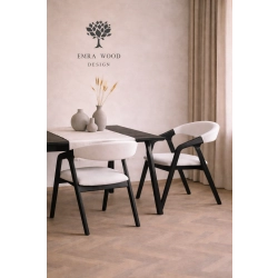 PRODUCENT Krzesło Dębowe KR-201 Kolor Tkaniny Biały Kolor Drewna Czarny