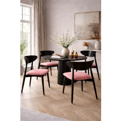 Krzesło KR-17 Kolor Pudrowy Róż  Kolor Drewna Czarny
