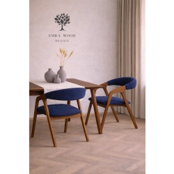 PRODUCENT Krzesło Dębowe KR-201 Kolor Tkaniny Granatowy Kolor Drewna Orzech