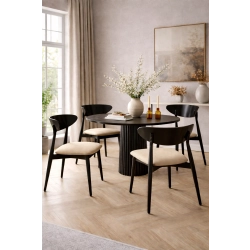 Krzesło KR-17 Kolor Beżowy  Kolor Drewna Czarny