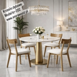 PRODUCENT Krzesło Dębowe KR-202 Tkanina Kolor Biały