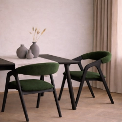 PRODUCENT Krzesło Dębowe KR-201 Kolor Tkaniny Zielona Kolor Drewna Czarny