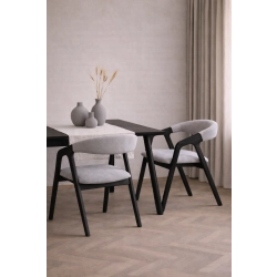 PRODUCENT Krzesło Dębowe KR-201 Kolor Tkaniny Jasno Szary / Popiel  Kolor Drewna Czarny