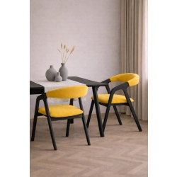 PRODUCENT Krzesło Dębowe KR-201 Kolor Tkaniny Żółty Kolor Drewna Czarny