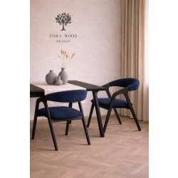 PRODUCENT Krzesło Dębowe KR-201 Kolor Tkaniny Granatowy Kolor Drewna Orzech