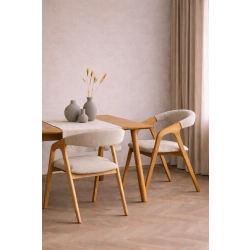 PRODUCENT Krzesło Dębowe KR-201 Kolor Tkaniny Pudrowy Ecru