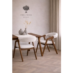 PRODUCENT Krzesło Dębowe KR-201 Kolor Tkaniny Biały Kolor Drewna Orzech