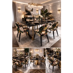 PRODUCENT Krzesło DELUXE KR-5 Tkanina Kwiaty Mix Czerń