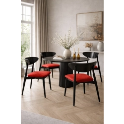 Krzesło KR-17 Kolor Czerwony Kolor Drewna Czarny