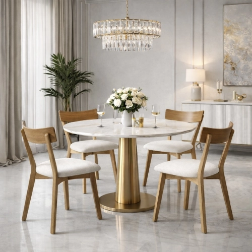 PRODUCENT Krzesło Dębowe KR-202 Tkanina Kolor Biały