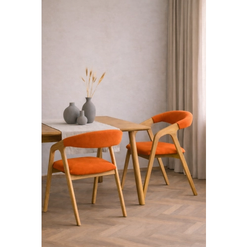 PRODUCENT Krzesło Dębowe KR-201 Kolor Tkaniny Pomarańczowy