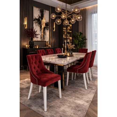 Krzesło Chesterfield PREMIUM KR-21 - Tkanina Piano 06 Bordowa