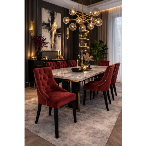 Krzesło Chesterfield PREMIUM KR-21 - Tkanina Piano 06 Bordowa