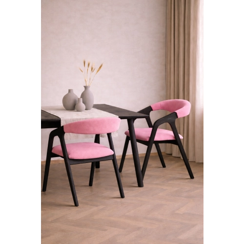 PRODUCENT Krzesło Dębowe KR-201 Kolor Tkaniny Pudrowy Róż Kolor Drewna Orzech