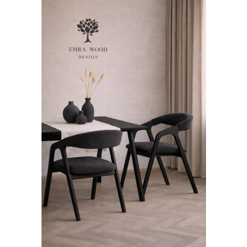 PRODUCENT Krzesło Dębowe KR-201 Kolor Tkaniny Grafitowy Kolor Drewna Czarny