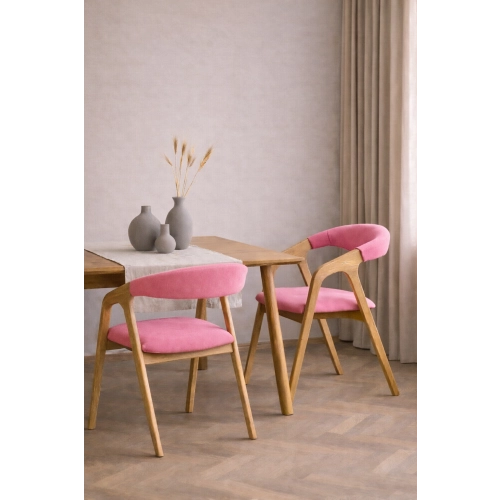 PRODUCENT Krzesło Dębowe KR-201 Kolor Tkaniny Pudrowy Róż