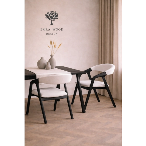 PRODUCENT Krzesło Dębowe KR-201 Kolor Tkaniny Biały Kolor Drewna Czarny