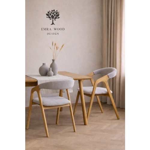 PRODUCENT Krzesło Dębowe KR-201 Kolor Tkaniny Jasno Szary / Popiel