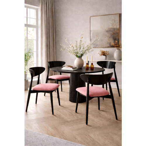 Krzesło KR-17 Kolor Pudrowy Róż  Kolor Drewna Czarny