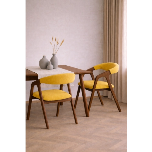 PRODUCENT Krzesło Dębowe KR-201 Kolor Tkaniny Żółty Kolor Drewna Orzech