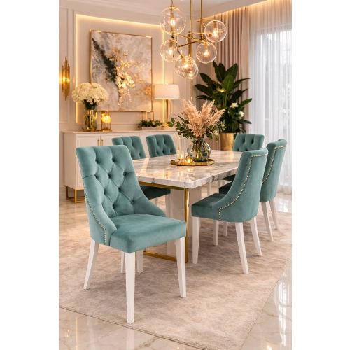 Krzesło Chesterfield PREMIUM KR-21 - Tkanina Piano 09 Mięta