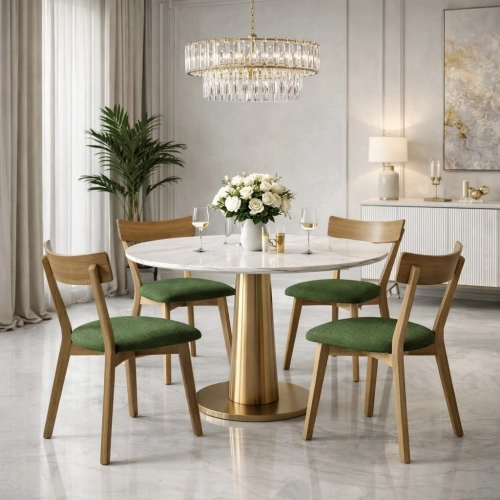 PRODUCENT Krzesło Dębowe KR-202 Tkanina Kolor Zielony