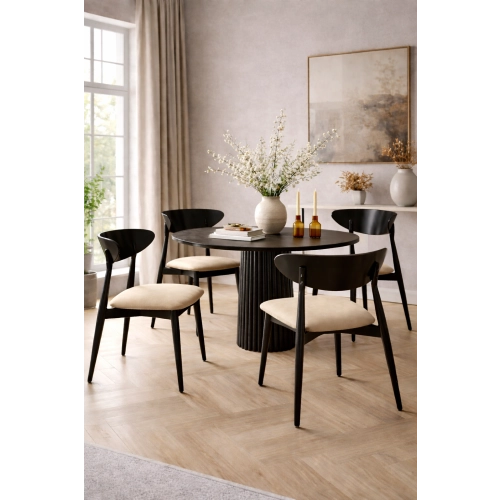 Krzesło KR-17 Kolor Pudrowy Róż  Kolor Drewna Czarny