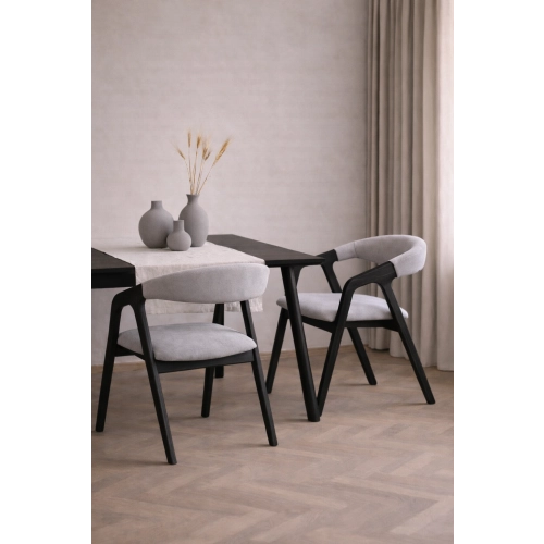 PRODUCENT Krzesło Dębowe KR-201 Kolor Tkaniny Jasno Szary / Popiel  Kolor Drewna Orzech